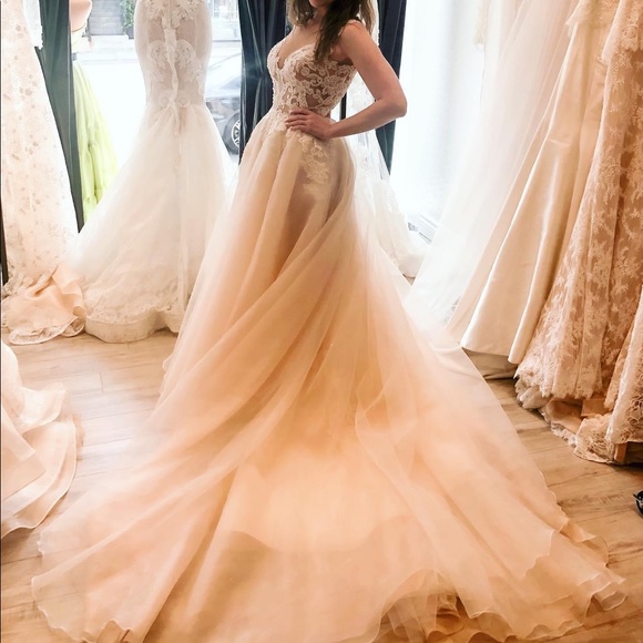 Whyte Couture Designer Blush Wedding Dress - Picture 6 of 7